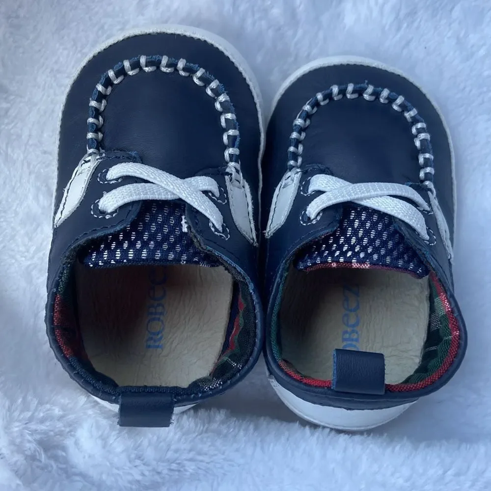 Navy Blue and White Kids Boat Shoes Robeez 6-9 months Great for Easter 🐣